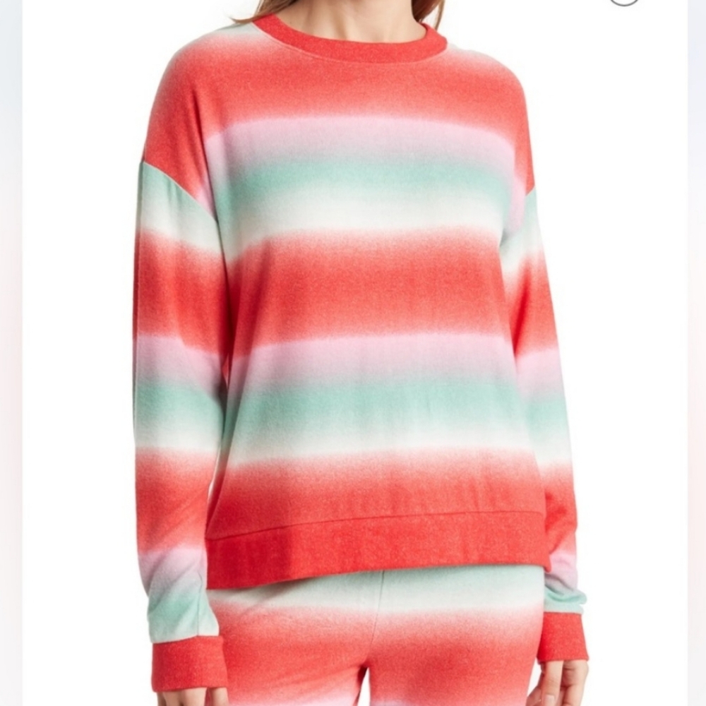 Abound Strip Colorful Cozy Soft Crewneck Top